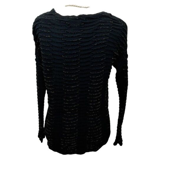 Rock & Republic Woman's Small Top Black Metallic Pullover Long Sleeve - Picture 2 of 5